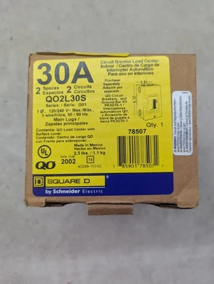 NEW Square D QO2L30S Load Center 30A 2 Space 2 Circuit Main Lug Indoor - Image 1 of 2