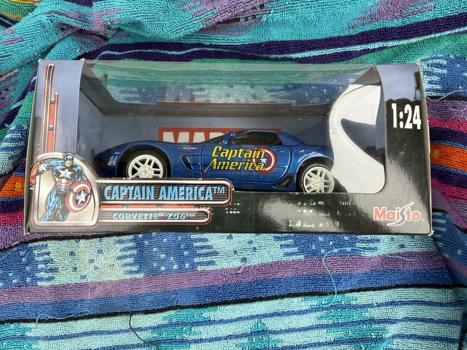 Marvel Captain America Corvette Die-Cast Car 1:18 Scale 2003 - Image 1 of 4