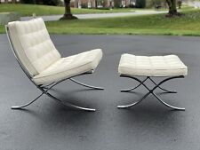 Knoll Barcelona Chair & Ottoman White Stamped 100% Authentic