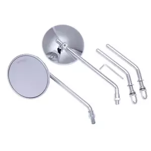 8cm Chrome Round Motorcycle Rearview Mirrors for Honda Yamaha Kawasaki Triumph - Picture 1 of 10