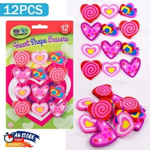 12x Hearts Mini Eraser Rubbers Party Kids Erasers School Favours Treat Loot Bags - Picture 1 of 5