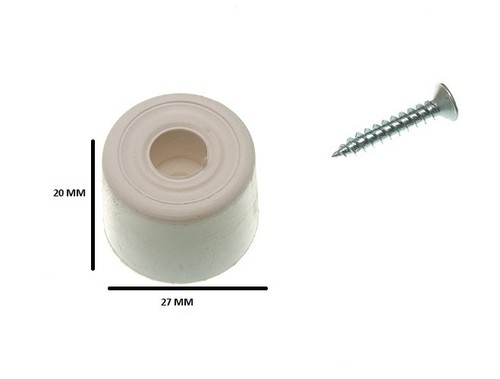 White Rubber Door Stop Stay Guard 28MM 1 1/8 Inch With Screws Pack Of ...