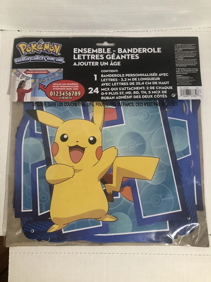 Pokémon Add-An-Age Jumbo Letter Banner Kit Nuevo Foto 1 de 1