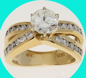 Yg Round Brilliant Size 5.75 Diamond Engagement Ring 1.91Ct 14K