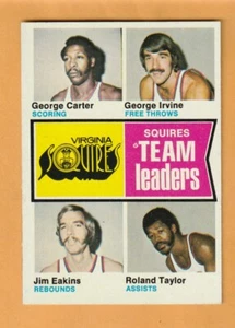 George Carter Irvine Jim Eakins Virginia Squires 1974-75 Topps #230 - Imagen 1 de 2