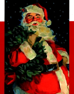 Merry Christmas Tree Jolly Santa Suit White Beard Hallmark Greeting Card - Image 1 of 3