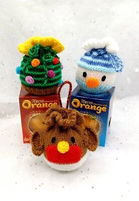 🎄KNITTING PATTERN Christmas DK Chocolate Orange/Bath Bomb Bags Gift Charity - Image 1 of 4