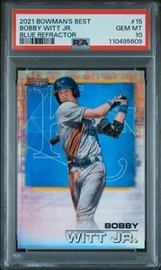 Bobby Witt Jr. 2021 Bowman’s Best Blue Refractor #15 13/150 PSA 10 - Imagen 1 de 2