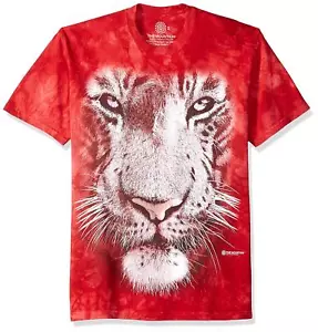 The Mountain Mens / Womens White Tiger Big Face Adult T-Shirt, Red, Size Medium - Picture 1 of 1