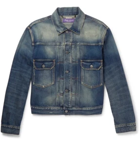 $995 RALPH LAUREN PURPEL LABEL Perry Denim Trucker Jacket Medium indigo - Picture 1 of 7