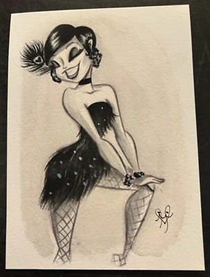 Liana Hee art print Signed Flapper Girl 5x7 - Image 1 of 2