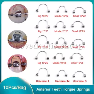 10pz Coppia Torsione Ortodonzia Dentale Molla Rettangolare Anteriori Filo Denti - Foto 1 di 17