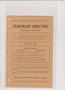 DIRECTORIO TELEFÓNICO BRAINARD NE VINTAGE AGOSTO 1952 ENVÍO GRATUITO EN EE. UU. - Imagen 1 de 1