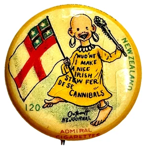 1897 High Admiral Cigarette Yellow Kid Outcault Pinback 120 NEW ZEALAND Cannibal - Imagen 1 de 3