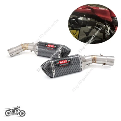 Slip On For Ducati 848 1098 1198 51mm Exhaust Mid Link Pipe L&R Muffler Escape - Image 1 of 4