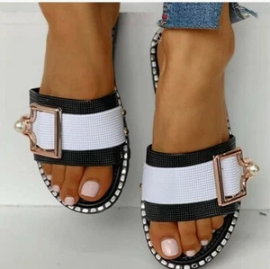 Women Slip On Sliders Slippers Summer Beach Flat Flip Flops Sandals Casual (1) - Picture 1 of 6
