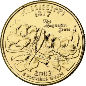 [#375893] United States, Quarter, Mississippi, 2002, U.S. Mint, golden, Copper-N - Picture 1 of 2
