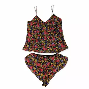 Vintage Silk Lingerie Set Cami High Cut Shorts 80s 90s Rose NOS Secret Treasures - Picture 1 of 11