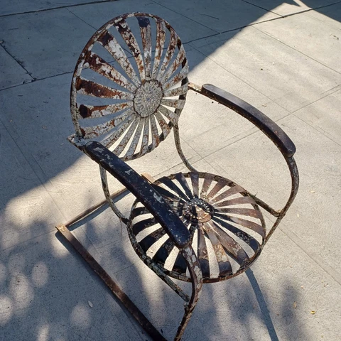 VINTAGE FRANCOIS CARRE ART DECCO SUNBURST SWING ARM METAL CHAIR Cover