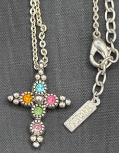 Napier Vintage Silver Tone Rhinestone Holy Cross Necklace Signed Pendant Easter! - Picture 1 of 7
