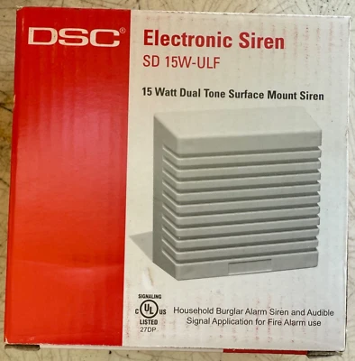 DSC Electronic Burglar Alarm Siren SD 15W-ULF ~ 15 Watt Dual Tone Surface Mount - Image 1 of 3