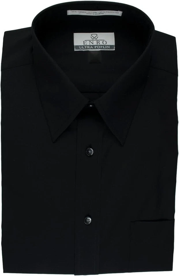 NUEVO CON ETIQUETAS Camisa de Vestir Enro Ultra Pinpoint Grande Alta Negra 17" Cuello/Manga 37"-38" Foto 1 de 1