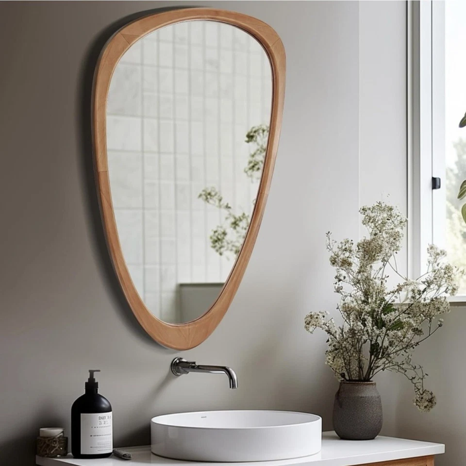 NOVO West Elm Grande Moldura de Madeira Assimétrica Pendurada na Parede Espelho Abstrato 20 X 30 - Imagem 1 de 4