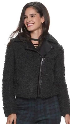 ROCK and REPUBLIC Faux Sherpa Jacket | Black | Size M | Retails For $88 - Image 1 of 4