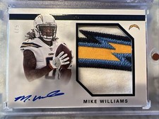 2017 National Treasures Mike Williams Rpa Black 1/5 Rookie Auto Patch