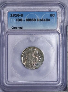 1916-D Buffalo Nickel 5c ICG MS60 Details - Beautiful color & Very Lustrous! - Picture 1 of 4