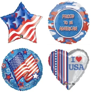 Patriotic 18" Flag July 4th Stars Stripes USA America Foil Mylar Party Balloons - Picture 1 of 10