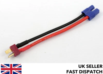 Deans male T Plug to EC3 female (3.5mm bullet) 14AWG 130mm wire/cable/adaptor RC - Image 1 of 4