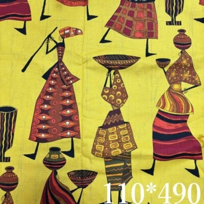 ALEXANDER HENRY 2008 CALABASH AFRICAN WOMEN Cotton  Fabric Bolt yellow 1.3*5.3 - Image 1 of 4