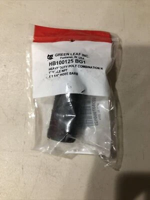 Green Leaf 1" Male Thread  x 1-1/4" Hose Barb, Heavy Duty Poly HB100125  - Image 1 of 2