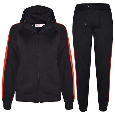 Kids Boys Girls Jogging Suit Plain Fleece Hooded Tracksuit Hoodie Bottom Joggers - Image 1 of 3