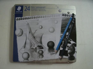 NEW in Tin: 24 Staedtler Mars Lumograph Sketching Pencil Set - Picture 1 of 4