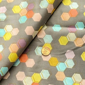 BTY Riley Blake Geometric Fabric Taupe Cotton - Picture 1 of 4