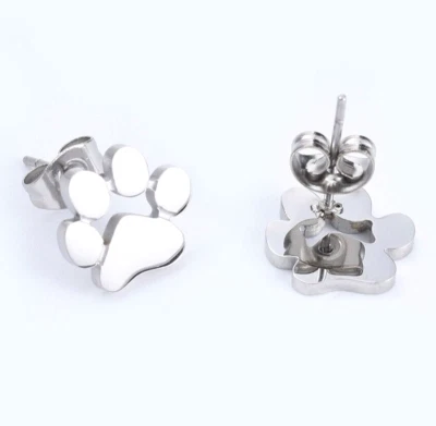 Ohrstecker Pfote silber Hundepfoten Schmuck Edelstahl Geschenk Tierfreunde Frau - Bild 1 von 3