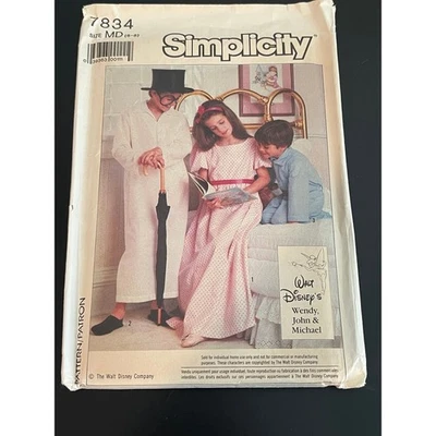 00460 - Simplicity Pattern 7834 Walt Disney Wendy John Michael Sleepwear SZ 6-8 - Image 1 of 3