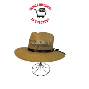 Epoch Men's Large Brim Straw Fedora Golf Outback Hat UPF 50 One Size  - Picture 1 of 4