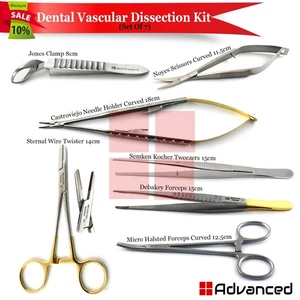Kit de disección vascular dental pinzas hemostáticas quirúrgicas juego de 7 pinzas - Imagen 1 de 8
