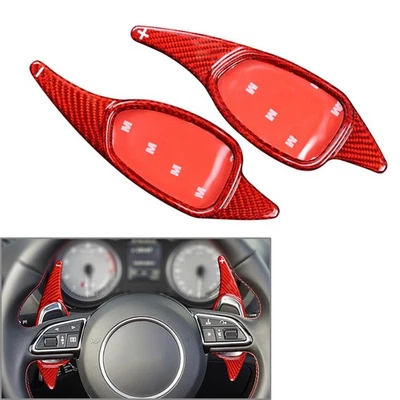 Steering Wheel Shift Paddle For Audi A5 S3 S4 S5 S6 SQ5 RS3 RS4 Carbon Fiber Red - Image 1 of 4
