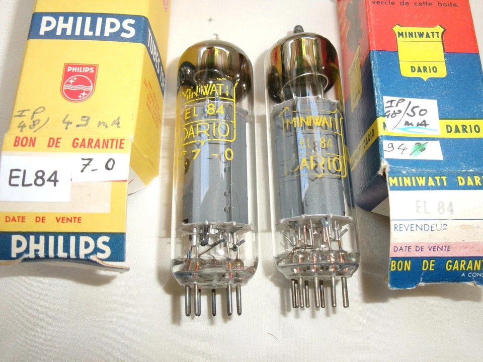 PAIRE DARIO Vacuum Pentode EL84 6BQ5  code bq  TUBE fully tested PAIR NOS ?  =°= - Photo 1/4