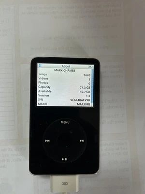 Apple iPod Video 80gb Black 5th Generation - A1136 MP3 Wolfson Dac - Mod MA450FB - Image 1 of 4