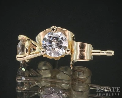 14k Yellow Gold Round Natural .10ctw Diamond Martini Stud Earrings i19854 - Image 1 of 3