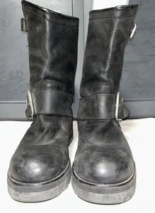 Vintage Rare Sancho Men’s Goodyear Welt Biker moto Boots Black Leather Size 12 - Bild 1 von 17