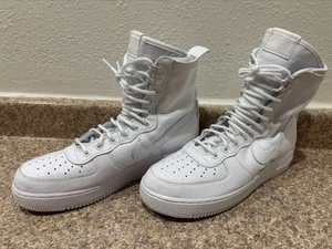 Special Force Nike Air Force One Triple White Leather High Tops Size 9.5 - Picture 1 of 7