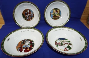 Portmeirion A Christmas Story (4) All Purpose Bowls, 8 1/4"  NWOT (B18) - Picture 1 of 10
