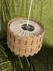 Deckenlampe Holz 60-70er Vintage Midcentury Hippie Age Korb Design Lampe - Bild 1 von 13