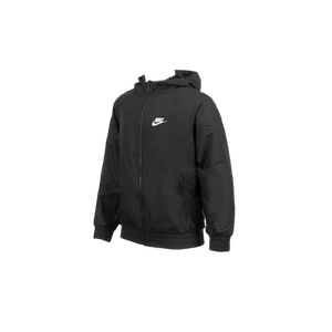 (Kids) Nike NSW Windrunner Hooded Jacket Black White - Picture 1 of 1